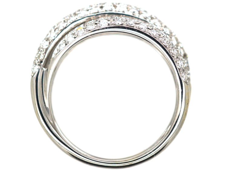 18ct White Gold & Diamond Triple Crossover Ring
