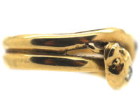 Victorian 18ct Gold Double Snake Ring set with Diamonds