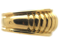 French Art Deco 18ct Gold Ribbed Design Ring
