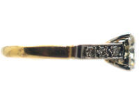 Art Deco Platinum & 18ct Gold Diamond Solitaire with Diamonds shoulders