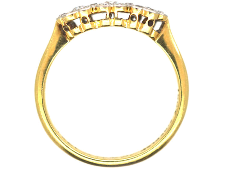 Edwardian 18ct Gold & Platinum, Diamond Triple Cluster Ring
