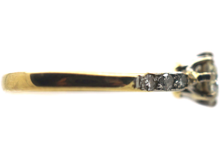 Art Deco 18ct Gold & Platinum, Diamond Solitaire Ring