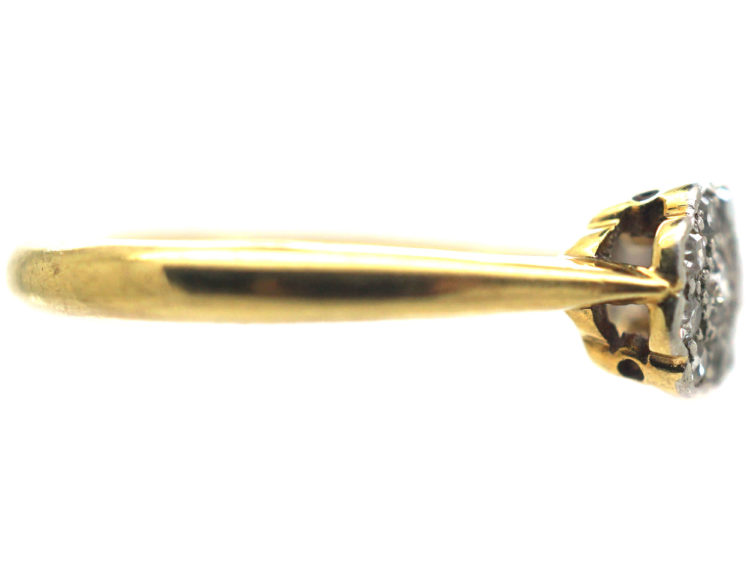 Edwardian 18ct Gold & Platinum, Diamond Triple Cluster Ring
