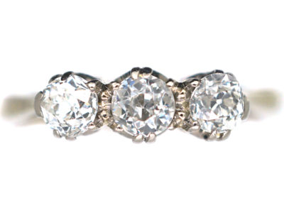 Art Deco 18ct White Gold Three Stone Diamond Ring