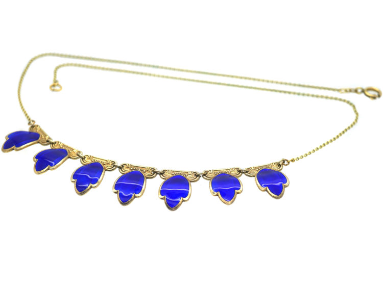 Silver Gilt & Blue Enamel Tulip Necklace by Andresen & Scheinpflug