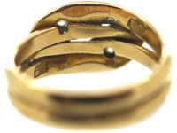 Victorian 18ct Gold Double Snake Ring set with Diamonds