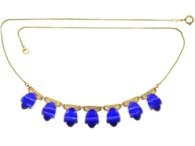 Silver Gilt & Blue Enamel Tulip Necklace by Andresen & Scheinpflug