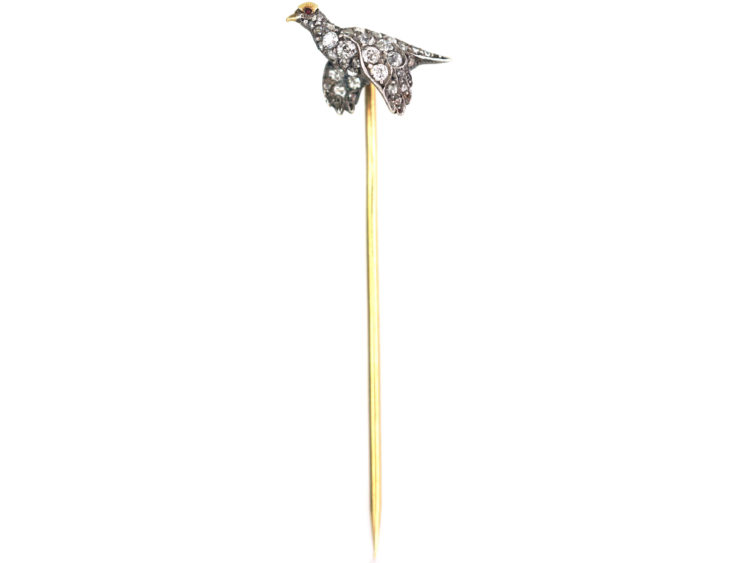 Edwardian Diamond Set Grouse in Flight Tie Pin