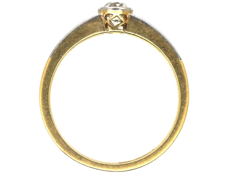 Art Deco 18ct Gold & Platinum, Diamond Solitaire Ring
