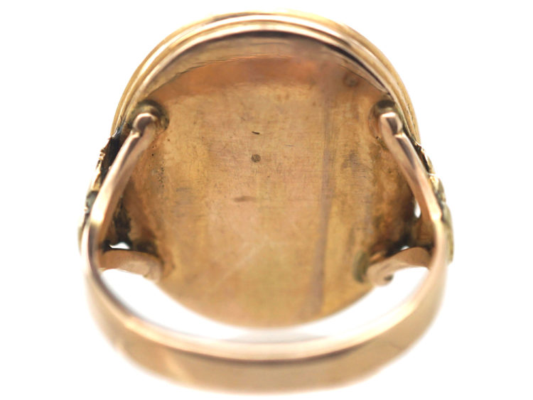 Georgian 9ct Gold & Carnelian Carved Intaglio Ring of a Coat of Arms