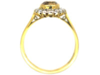 18ct Gold, Topaz & Diamond Oval Cluster Ring