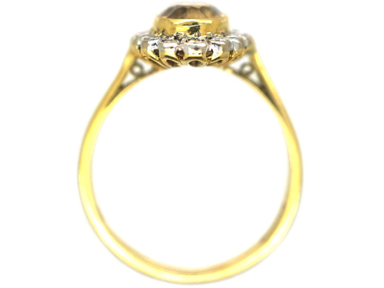 18ct Gold, Topaz & Diamond Oval Cluster Ring