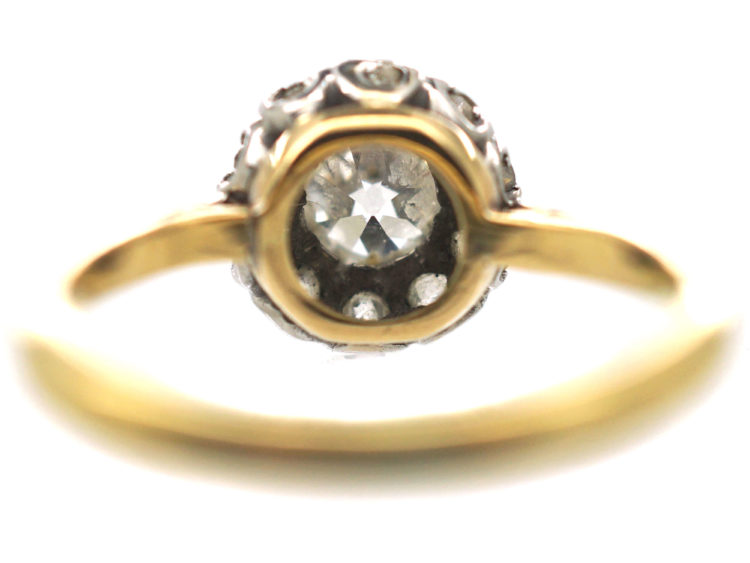 Art Deco 18ct Gold & Platinum, Diamond Daisy Cluster Ring