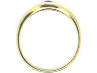 14ct Gold, Ruby & Diamond Three Stone Rub Over Set Ring