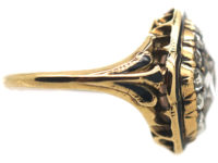 Victorian 18ct Gold & Black Enamel, Rose Diamond Ring with Pear Shaped Rose Diamond in the Centre