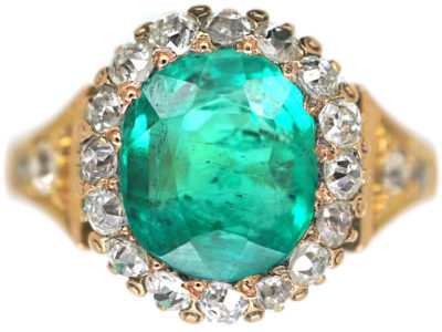 Victorian 18ct Gold, Emerald & Diamond Ring