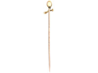 Edwardian 15ct Gold, Opal & Natural Split Pearl Sprig Tie Pin