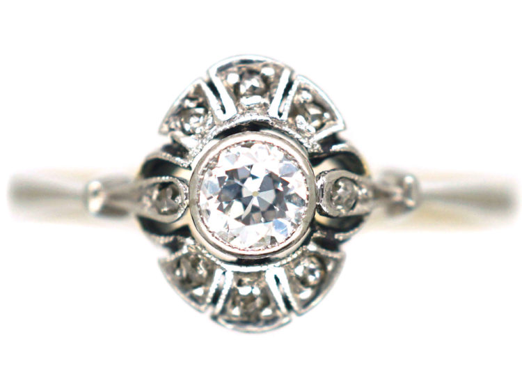 Art Deco 14ct Gold & Diamond Ring