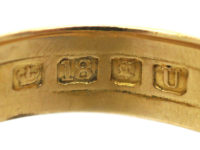 Victorian 18ct Gold Double Snake Ring set with a Sapphire & a Diamond