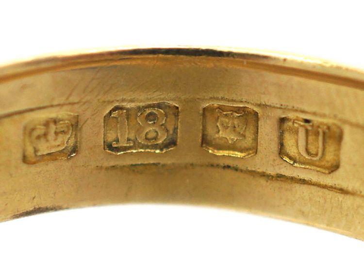 Victorian 18ct Gold Double Snake Ring set with a Sapphire & a Diamond