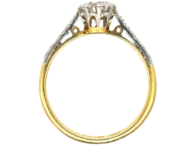 Art Deco 18ct Gold & Platinum, Diamond Solitaire Ring