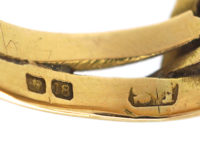 Victorian 18ct Gold Double Snake Ring set with Diamonds