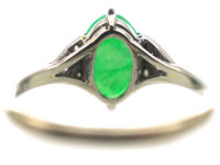 Art Deco 18ct White Gold & Platinum, Jade & Diamond Ring