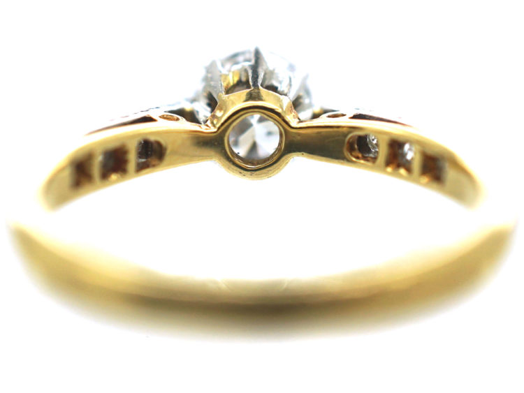Art Deco 18ct Gold & Platinum, Diamond Solitaire Ring