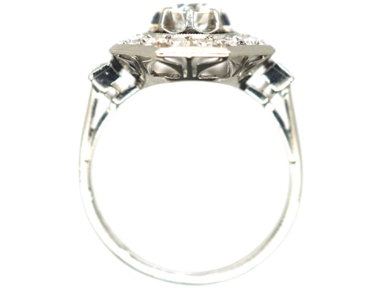 French Art Deco Platinum Octagonal Shaped Diamond Ring