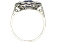 Art Deco Platinum, Diamond & Sapphire Cluster Ring