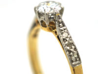 Art Deco 18ct Gold & Platinum, Diamond Solitaire Ring