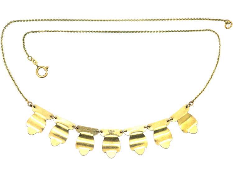 Silver Gilt & Blue Enamel Tulip Necklace by Andresen & Scheinpflug