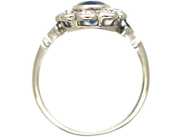 Art Deco Platinum, Sapphire & Diamond Cluster Ring