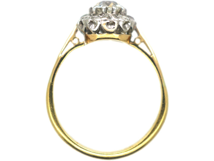 Art Deco 18ct Gold & Platinum, Diamond Daisy Cluster Ring