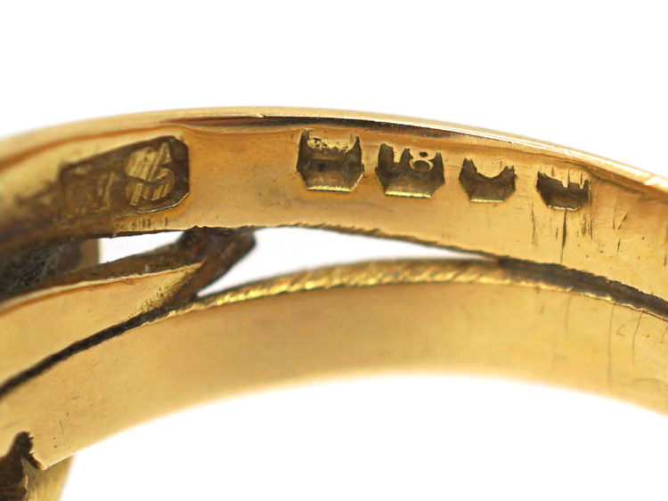 Victorian 18ct Gold Double Snake Ring set with Diamonds