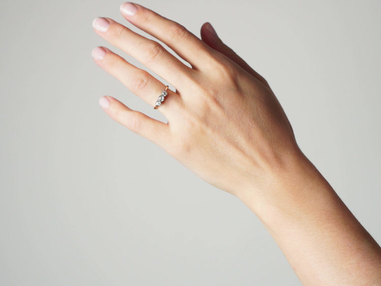 Art Deco 18ct White Gold Three Stone Diamond Ring