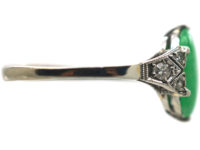 Art Deco 18ct White Gold & Platinum, Jade & Diamond Ring