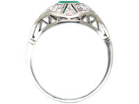 Art Deco Platinum Emerald & Diamond Ring