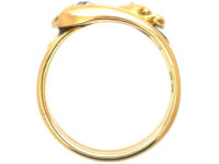 Victorian 18ct Gold Double Snake Ring set with Diamonds