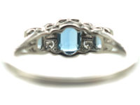 18ct White Gold, Aquamarine & Diamond Ring