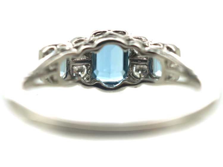18ct White Gold, Aquamarine & Diamond Ring