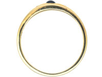 14ct Gold Cabochon Sapphire & Diamond Rub Over Set Ring