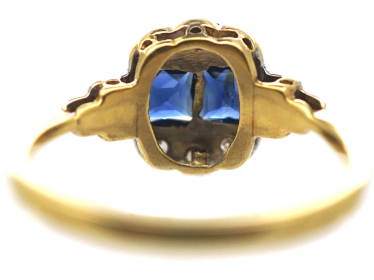 Art Deco 18ct Gold & Platinum, Sapphire & Diamond Ring