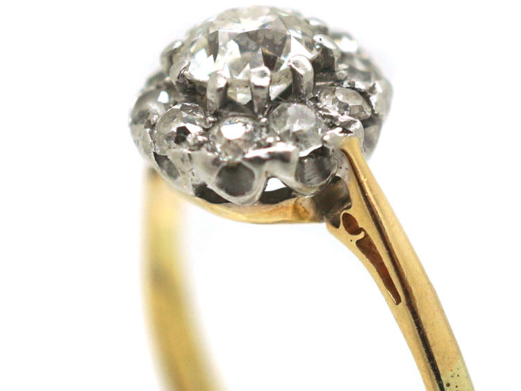 Art Deco 18ct Gold & Platinum, Diamond Daisy Cluster Ring