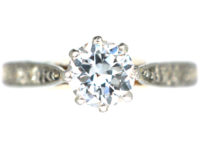 Art Deco 18ct Gold & Platinum, Diamond Solitaire Ring