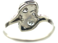 Art Deco Platinum & Iridium, Diamond Two Leaf Crossover Ring