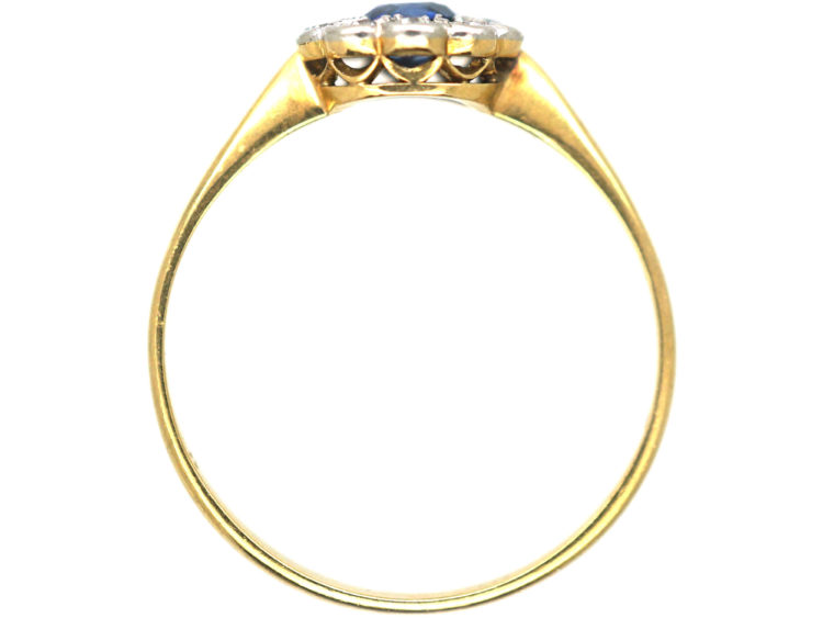 Edwardian 18ct Gold & Platinum, Sapphire & Diamond Cluster Ring