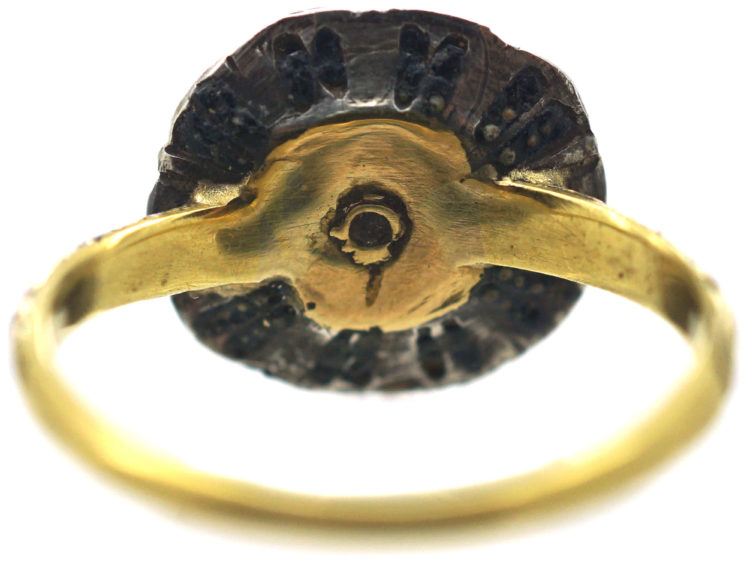 Stuart Rose Diamond Cluster Ring with Black Enamel Detail