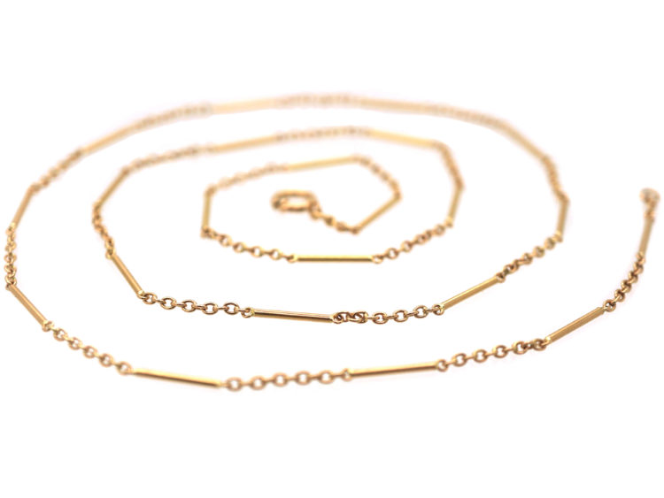 Edwardian 14ct Gold Baton & Trace Link Chain