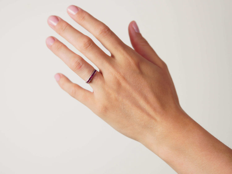 Art Deco 18ct White Gold & Ruby Half Eternity Ring